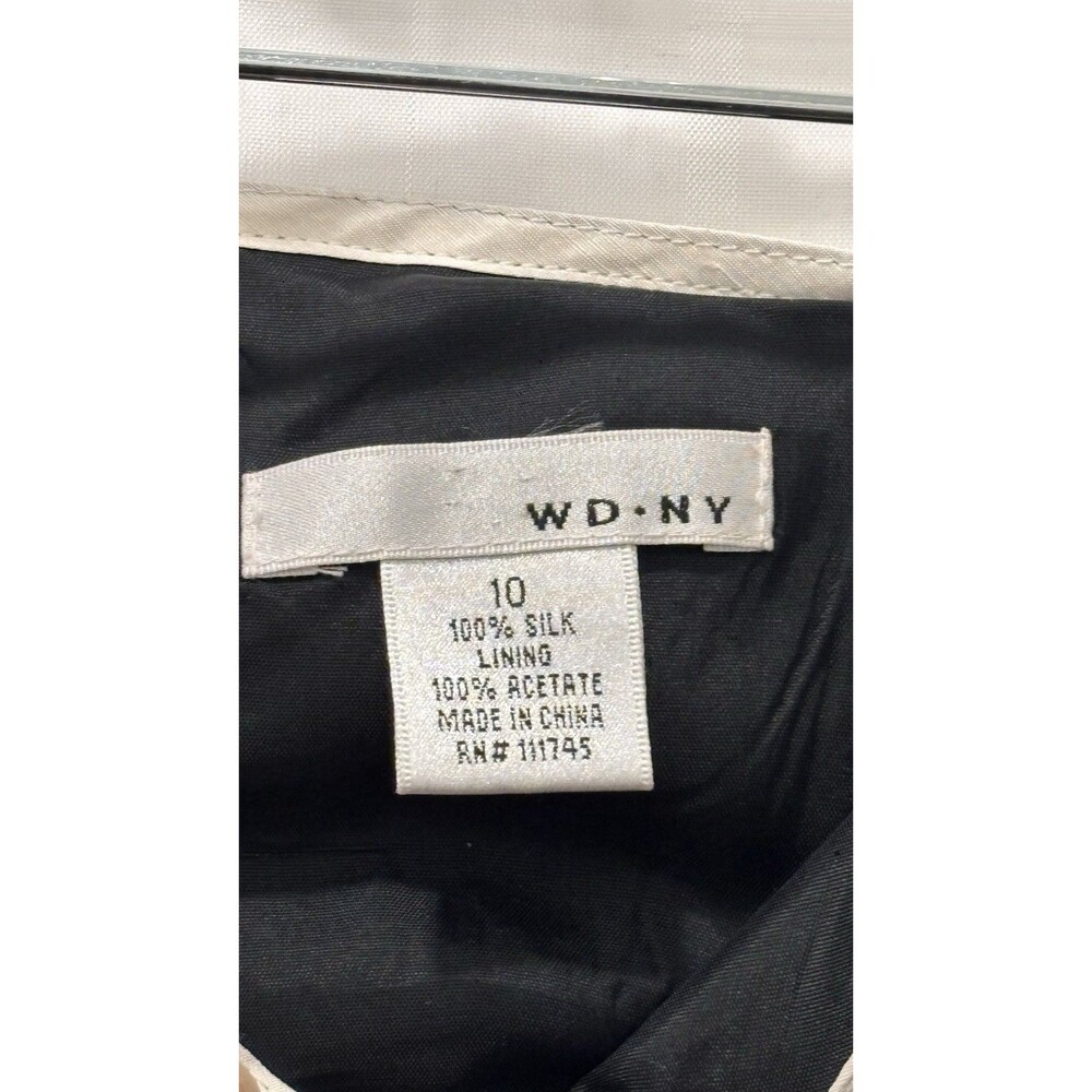 WD.NY Strapless Silk Dress Size 10 Black White Cocktail Fit & Flare - Picture 9 of 11